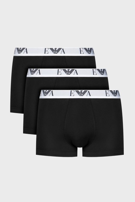 Emporio Armani Streç Pamuklu 3 Pack Erkek Boxer EM000259 AF14131 M0042 Siyah-Beyaz-Lacivert - Emporio Armani