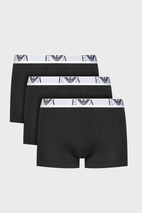 Emporio Armani Streç Pamuklu 3 Pack Erkek Boxer EM000259 AF14131 MC061 SİYAH - Emporio Armani