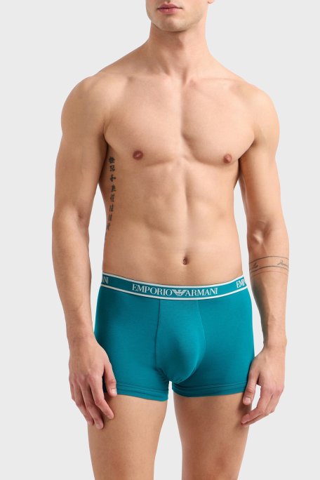 Emporio Armani Streç Pamuklu Logo Baskılı 3 Pack Erkek Boxer EM000370 AF10779 MB092 Siyah-Beyaz-Yeşil - Emporio Armani (1)