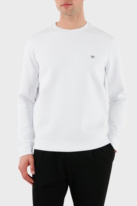 Emporio Armani Streç Pamuklu Regular Fit Bisiklet Yaka Erkek Sweat 8N1MD1 1JHSZ 0100 BEYAZ - Emporio Armani (1)