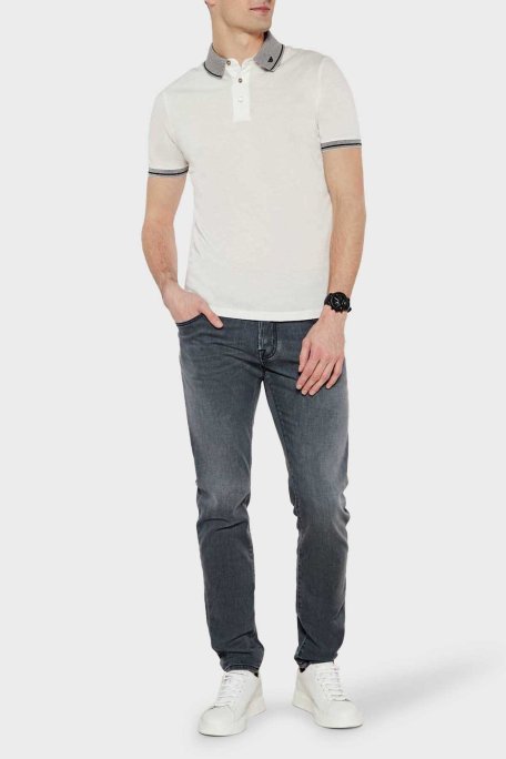 Emporio Armani Streç Pamuklu Regular Fit Düğmeli Erkek Polo Yaka T Shirt EM000852 AF12955 F0067 BEYAZ - Emporio Armani (1)