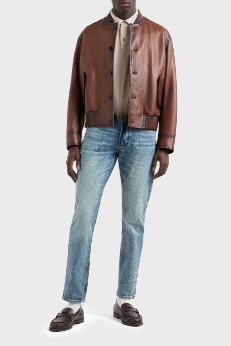 Emporio Armani Streç Pamuklu Regular Fit Düğmeli Erkek Polo Yaka T Shirt EM000852 AF12955 F6054 BEJ - Emporio Armani (1)