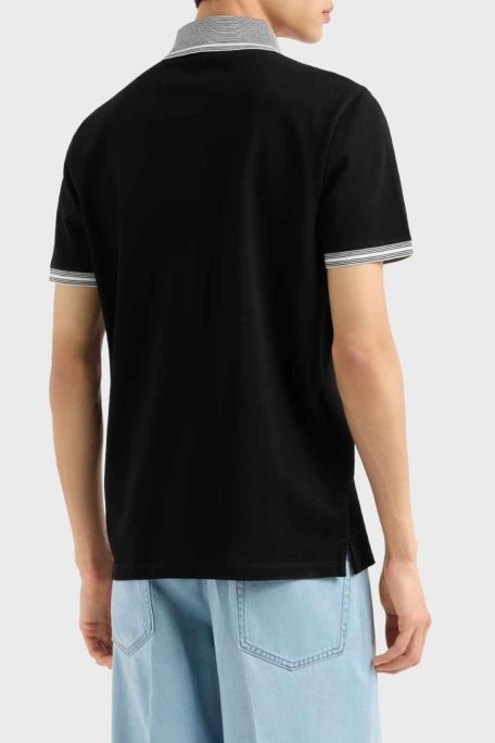 Emporio Armani Streç Pamuklu Regular Fit Düğmeli Erkek Polo Yaka T Shirt EM000852 AF12955 FC187 SİYAH - Emporio Armani (1)