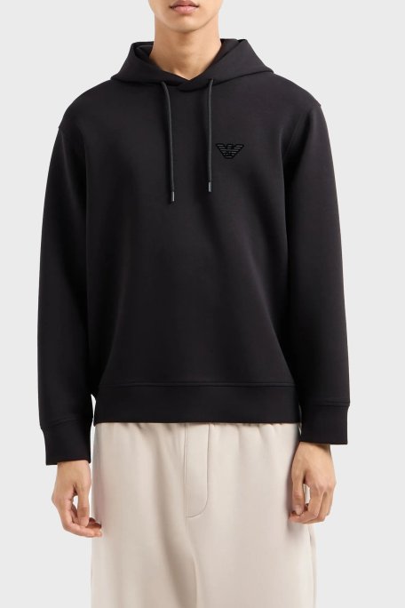Emporio Armani Streç Pamuklu Regular Fit Kapüşonlu Erkek Sweat 6D1M94 1JHSZ 0036 SİYAH - Emporio Armani