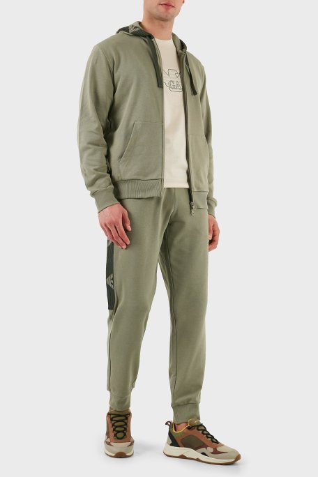 Emporio Armani Streç Pamuklu Regular Fit Kapüşonlu Erkek Sweat EM000523 AF10781 U6274 HAKİ - Emporio Armani (1)