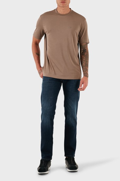 Emporio Armani Streç Pamuklu Regular Fit Normal Bel Düz Paça Jeans Erkek Kot Pantolon EM001370 AF17749 MB001 LACİVERT - Emporio Armani