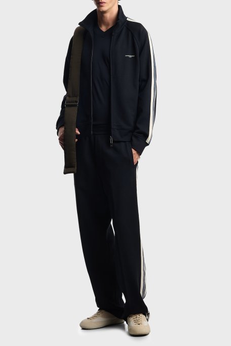 Emporio Armani Streç Pamuklu Regular Fit Şerit Detaylı Dik Yaka Erkek Sweat EM002872 AF13488 UB118 LACİVERT - Emporio Armani (1)