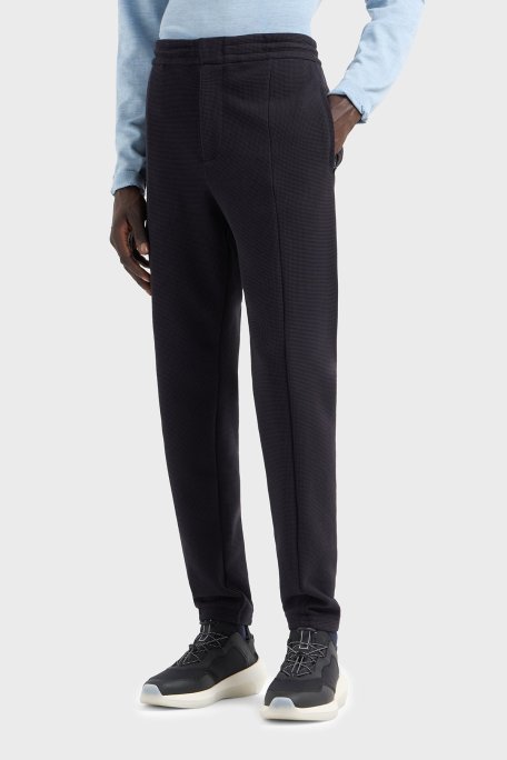 Emporio Armani Streç Pamuklu Regular Fit Yüksek Bel Düz Paça Chino Erkek Pantolon EM000954 AF13358 UB118 LACİVERT - Emporio Armani