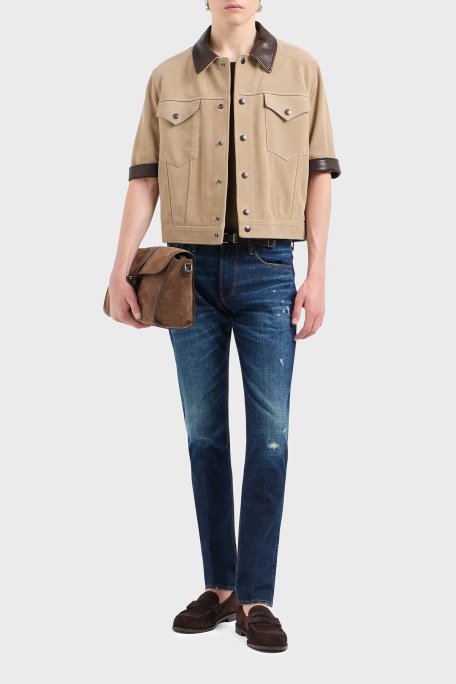 Emporio Armani Streç Pamuklu Slim Fit Düşük Bel Dar Paça Jeans Erkek Kot Pantolon EM000121 AF13281 MB001 LACİVERT - Emporio Armani (1)