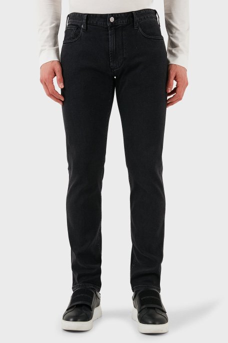 Emporio Armani Streç Pamuklu Slim Fit Düşük Bel Dar Paça Jeans Erkek Kot Pantolon EM000121 AF14867 M8001 GRİ - Emporio Armani