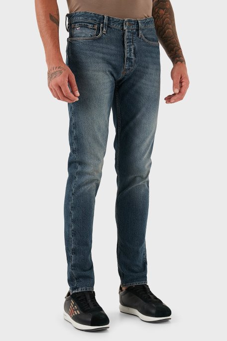 Emporio Armani Streç Pamuklu Slim Fit Düşük Bel Dar Paça Jeans Erkek Kot Pantolon EM000668 AF14297 MB002 LACİVERT - Emporio Armani (1)