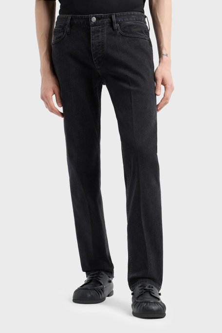 Emporio Armani Streç Pamuklu Slim Fit Düşük Bel Jeans Erkek Kot Pantolon 6D1J75 1DTMZ 0005 SİYAH - Emporio Armani