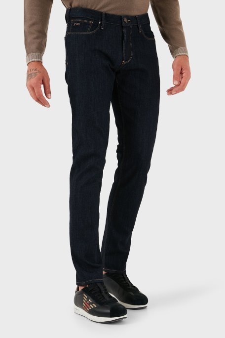Emporio Armani Streç Pamuklu Slim Fit Normal Bel Dar Paça Jeans Erkek Kot Pantolon EM000121 AF14116 MB001 LACİVERT - Emporio Armani (1)