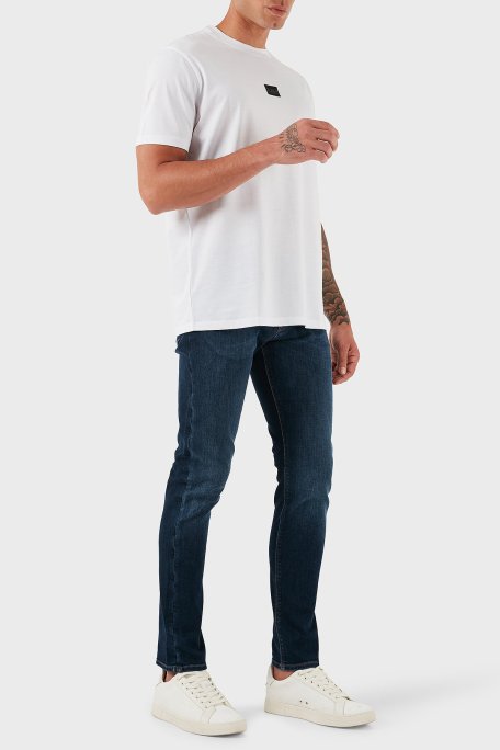Emporio Armani Streç Pamuklu Slim Fit Normal Bel Dar Paça Jeans Erkek Kot Pantolon EM000121 AF14120 MB002 LACİVERT - Emporio Armani