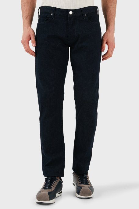 Emporio Armani Streç Pamuklu Slim Fit Normal Bel Düz Paça Jeans Erkek Kot Pantolon EM000121 AF14121 MB001 LACİVERT - Emporio Armani