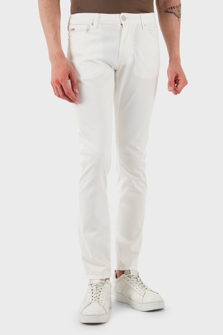 Emporio Armani Streç Pamuklu Slim Fit Normal Bel Düz Paça Jeans Erkek Kot Pantolon EM000121 AF14123 U0003 BEYAZ - Emporio Armani