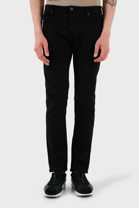 Emporio Armani Streç Pamuklu Slim Fit Normal Bel Düz Paça Jeans Erkek Kot Pantolon EM000121 AF15954 MC002 SİYAH - Emporio Armani
