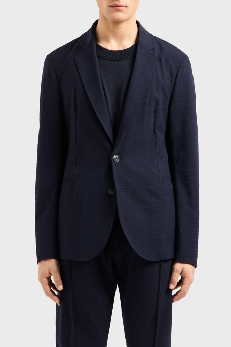 Emporio Armani Streç Regular Fit Apaş Yaka Klasik Erkek Ceket EM000069 TE13603 UB109 LACİVERT - Emporio Armani