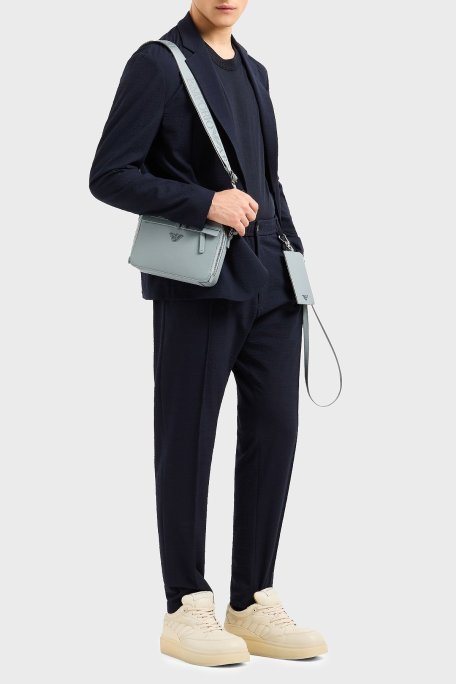 Emporio Armani Streç Regular Fit Yüksek Bel Düz Paça Çımalı Dokuma Erkek Pantolon EM000440 TE13603 UB109 KOYU LACİVERT - Emporio Armani (1)