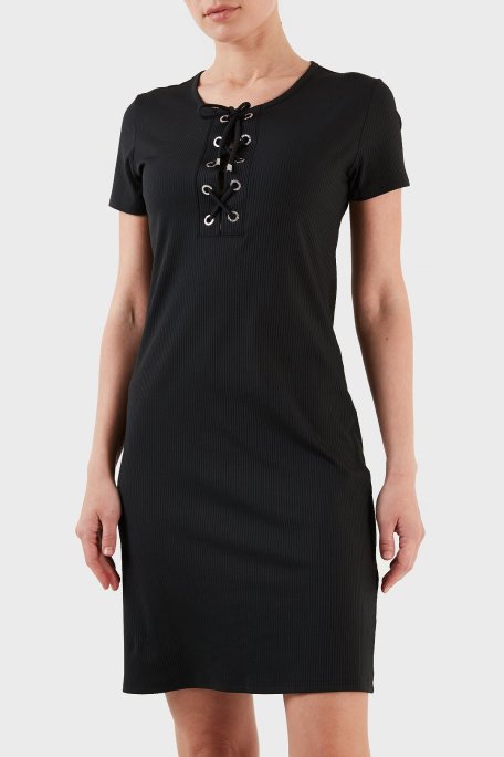 Emporio Armani Streç Slim Fit Bağcıklı Mini Bayan Elbise 262673 3R308 00020 SİYAH - Emporio Armani (1)