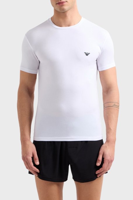 Emporio Armani Streç Slim Fit Bisiklet Yaka Erkek T Shirt EM000379 AF10783 U0002 BEYAZ - Emporio Armani