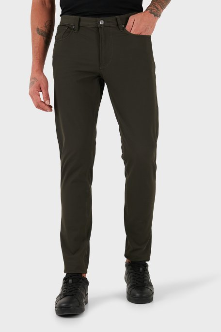 Emporio Armani Streç Slim Fit Normal Bel Dar Paça Erkek Pantolon EM000121 AF18502 U8120 HAKİ - Emporio Armani (1)