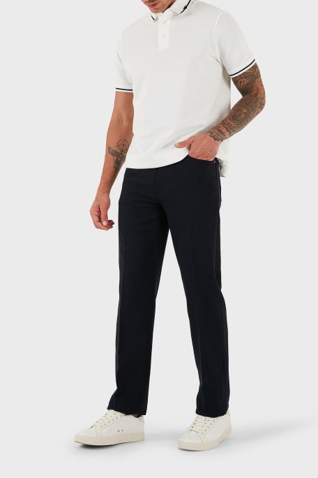 Emporio Armani Streç Straight Fit Normal Bel Düz Paça Erkek Pantolon EM000763 AF18079 UB118 LACİVERT - Emporio Armani