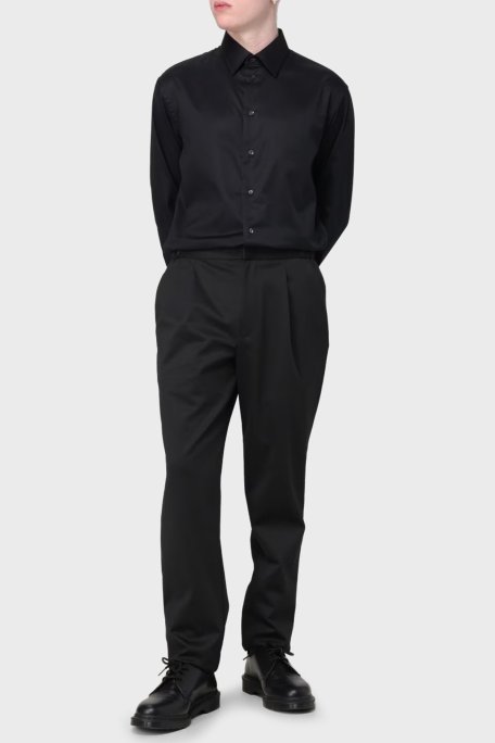 Emporio Armani Streç Yün Karışımlı Regular Fit Düz Paça Kumaş Erkek Pantolon EM000496 TE11061 UC001 SİYAH - Emporio Armani (1)