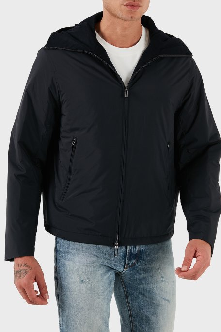 Emporio Armani Su İtici Regular Fit Kapüşonlu Erkek Mont EM003042 AF18503 UB118 LACİVERT - Emporio Armani