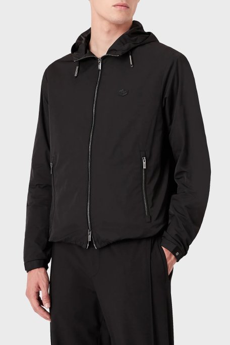 Emporio Armani Suya Dayanıklı Regular Fit Kapüşonlu Erkek Mont 8N1BQ0 1NZQZ 0999 SİYAH - Emporio Armani