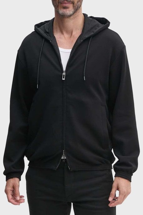 Emporio Armani Suya Dayanıklı Streç Pamuklu Çift Taraflı Bomber Erkek Ceket 6D1MD3 1JHSZ 0999 SİYAH - Emporio Armani