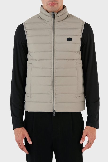 Emporio Armani Suya ve Soğuğa Dayanıklı Kuş Tüyü Dolgulu Slim Fit Erkek Yelek 8N1BQ1 1NLRZ 0643 GRİ - Emporio Armani