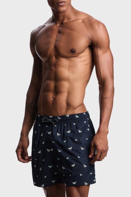 Emporio Armani Tamamı Logolu Bağlamalı Erkek Mayo Short EM000583 AF20444 FB198 LACİVERT - Emporio Armani