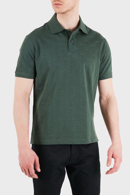 Emporio Armani Tamamı Logolu Pamuklu Slim Fit Düğmeli Erkek Polo EM004912 AF10762 F7171 HAKİ - Emporio Armani