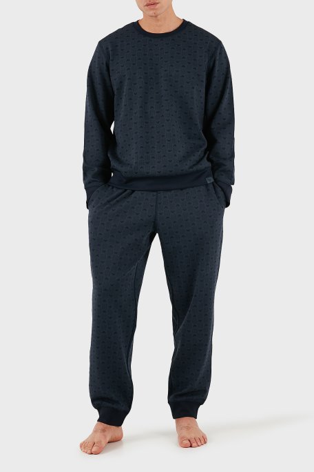 Emporio Armani Tamamı Logolu Regular Fit Bisiklet Yaka Erkek Sweat EM000520 AF14992 FB056 MAVİ - Emporio Armani (1)