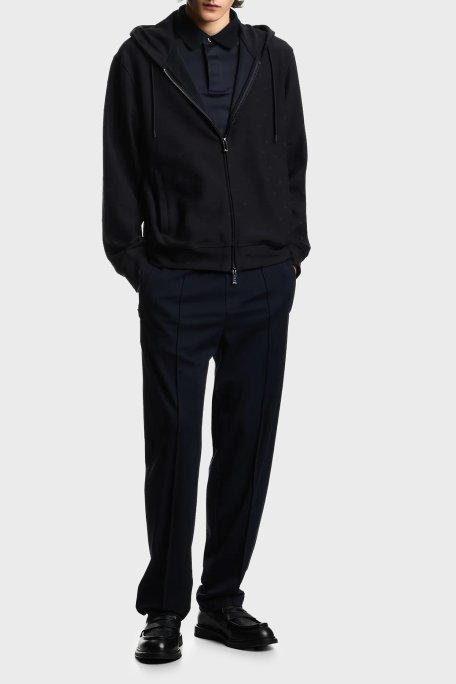 Emporio Armani Tamamı Logolu Regular Fit Kapüşonlu Fermuarlı Erkek Sweat EM004867 AF13700 FB469 LACİVERT - Emporio Armani (1)