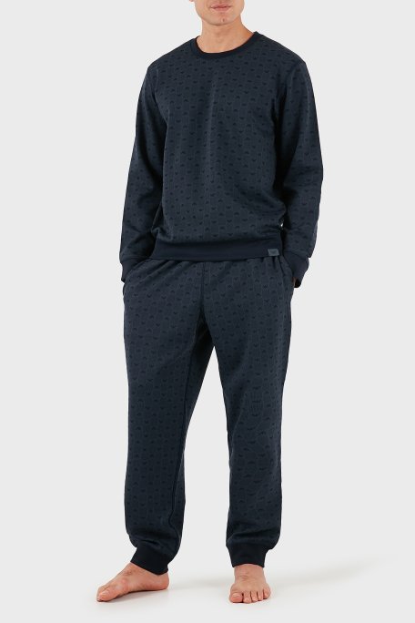 Emporio Armani Tamamı Logolu Relaxed Fit Normal Bel Lastikli Paça Jogger Erkek Pantolon EM000500 AF14992 FB056 MAVİ - Emporio Armani (1)