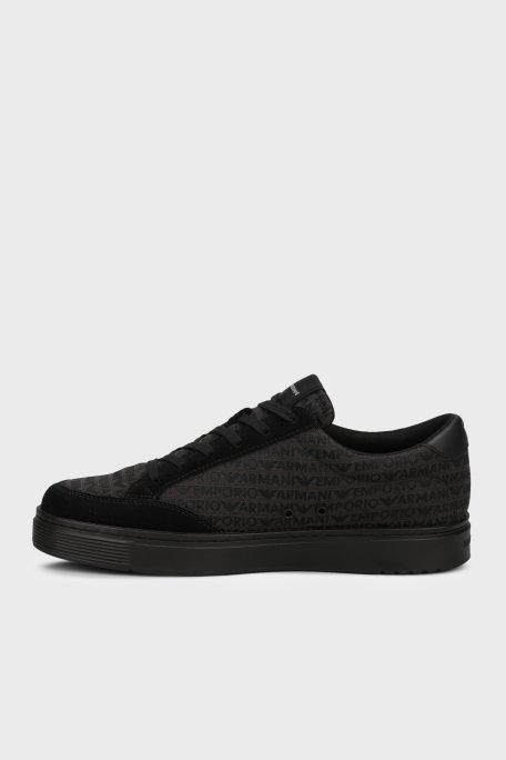 Emporio Armani Tamamı Logolu Sneaker Erkek Ayakkabı EM004782 AF24459 MC406 SİYAH - Emporio Armani (1)