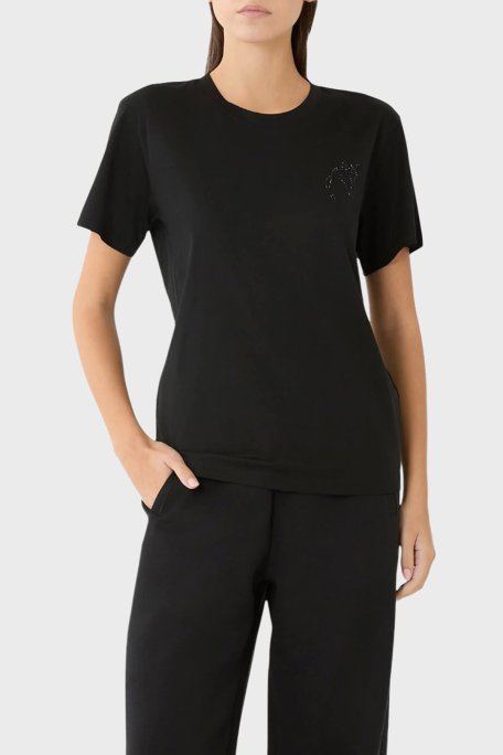 Emporio Armani Taş İşlemeli Pamuklu Jarse Slim Fit Bisiklet Yaka Kadın T Shirt EW003970 AF10003 UC001 SİYAH - Emporio Armani (1)