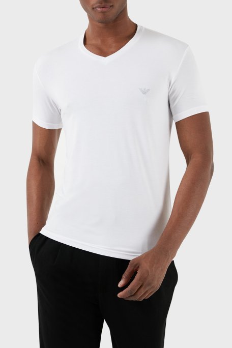 Emporio Armani V Yaka Regular Fit Erkek T Shirt 112010 3F511 00010 BEYAZ - Emporio Armani