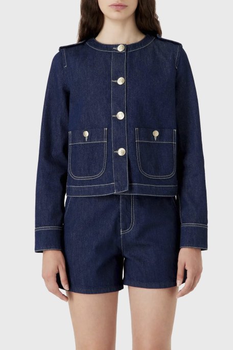 Emporio Armani Yüksek Bel Regular Fit Denim Bayan Short 3D2J6D 2DM1Z 0941 LACİVERT - Emporio Armani