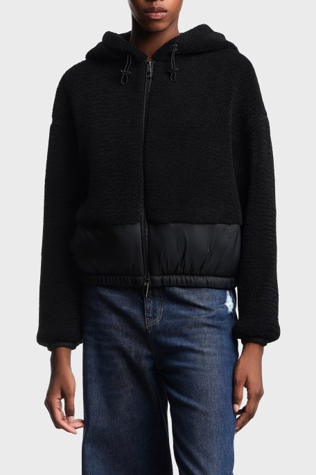 Emporio Armani Yumuşak Dokulu Regular Fit Kapüşonlu Kadın Mont EW001371 AF16465 UC001 SİYAH - Emporio Armani