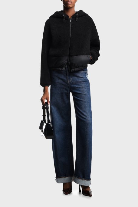 Emporio Armani Yumuşak Dokulu Regular Fit Kapüşonlu Kadın Mont EW001371 AF16465 UC001 SİYAH - Emporio Armani (1)