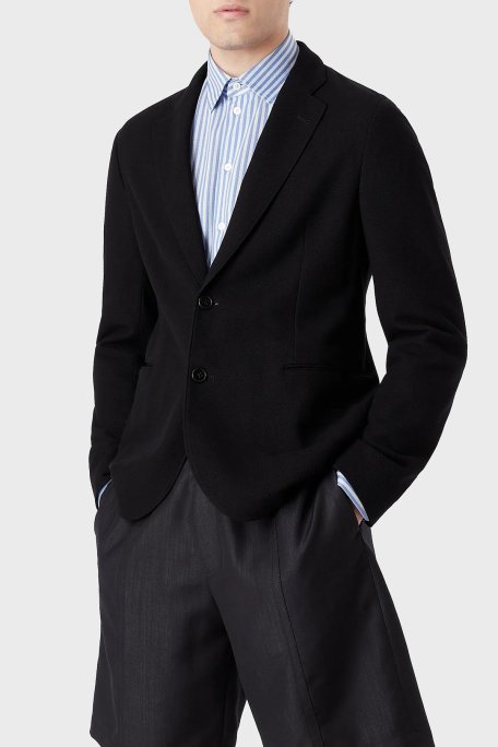 Emporio Armani Yün Karışımlı Çift Cepli Mono Yaka Regular Fit Erkek Ceket H31G37 C1055 999 SİYAH - Emporio Armani