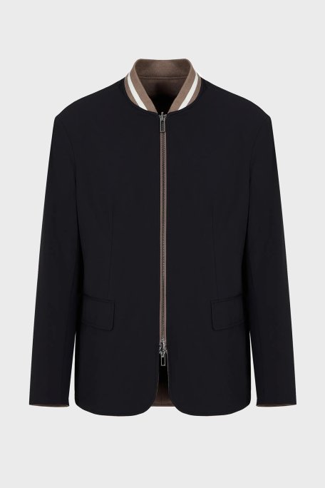 Emporio Armani Yün Karışımlı Fermuarlı Çift Taraflı Blazer Erkek Ceket 6R1G74 1NFVZ 0440 SÜTLÜ KAHVE - Emporio Armani (1)