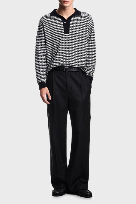 Emporio Armani Yün Karışımlı Regular Fit Düğmeli Polo Yaka Erkek Kazak EM003518 AF19833 F0015 BEYAZ-LACİVERT - Emporio Armani (1)