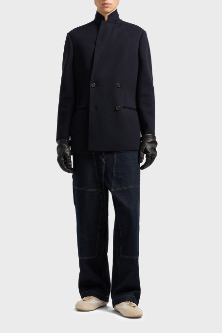 Emporio Armani Yün Karışımlı Regular Fit Kruvaze Yaka Blazer Erkek Ceket EM002428 AF19441 UB118 LACİVERT - Emporio Armani (1)