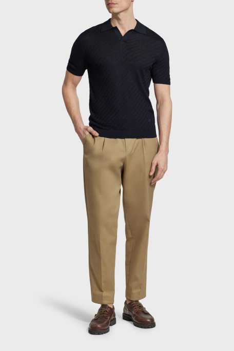 Emporio Armani Yün Karışımlı Regular Fit Polo Yaka Kısa Kollu Erkek Kazak EM004307 AF24573 UB109 LACİVERT - Emporio Armani (1)