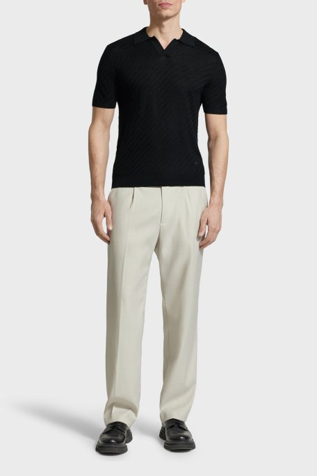 Emporio Armani Yün Karışımlı Regular Fit Polo Yaka Kısa Kollu Erkek Kazak EM004307 AF24573 UC001 SİYAH - Emporio Armani (1)