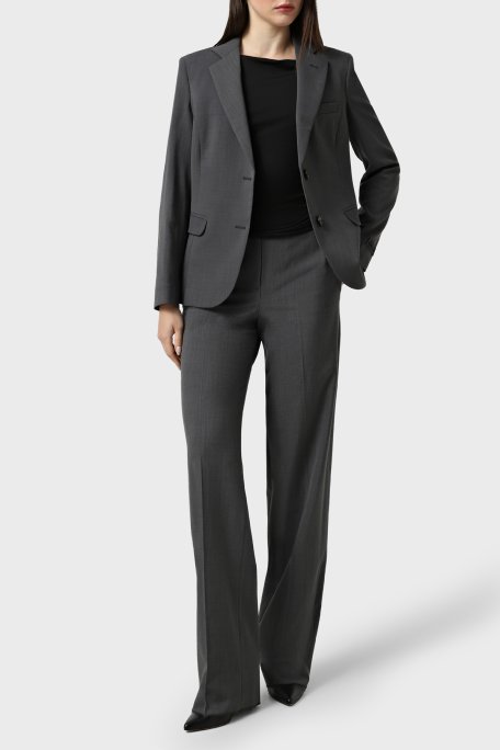 Emporio Armani Yün Karışımlı Regular Fit Yüksek Bel Geniş Paça Pantolon Bayan Ceket EW002046 TE15608 O8002 AÇIK GRİ MELANJ - Emporio Armani (1)